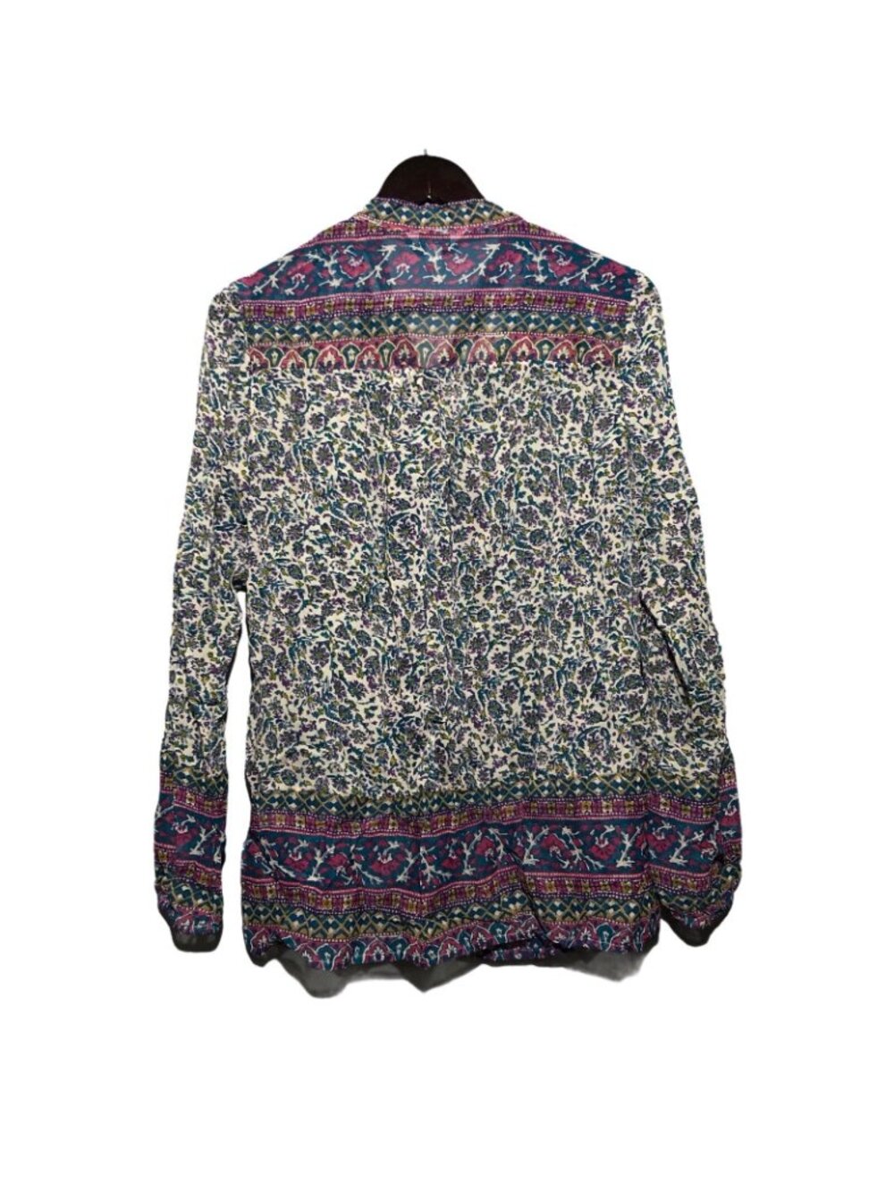 Lucky Brand Blouse Top Women Size M Purple Flower Bow Hippie Retro Boho Gypsy - Picture 2 of 12